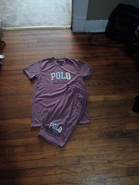 Polo by Ralph Lauren Men's Athletic Shorts and Tee in Mauve